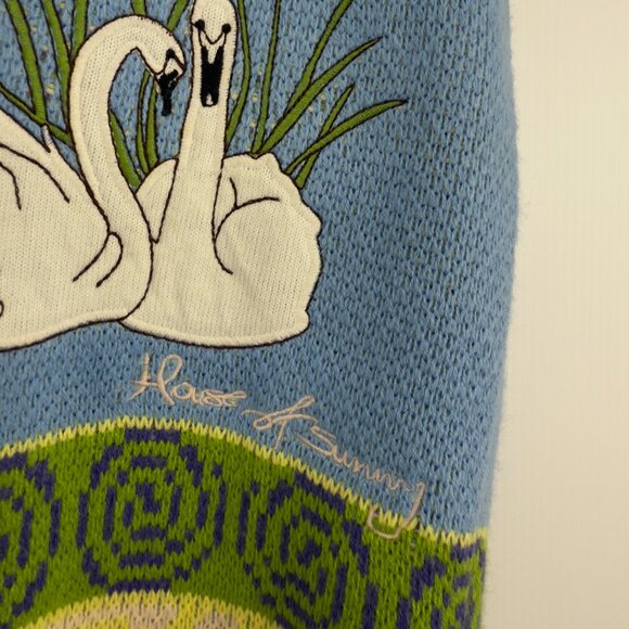 HOUSE OF SUNNY Swan Lake Green/Blue V-Neck Sleeveless Knit Vest US 6 - Picture 9 of 10